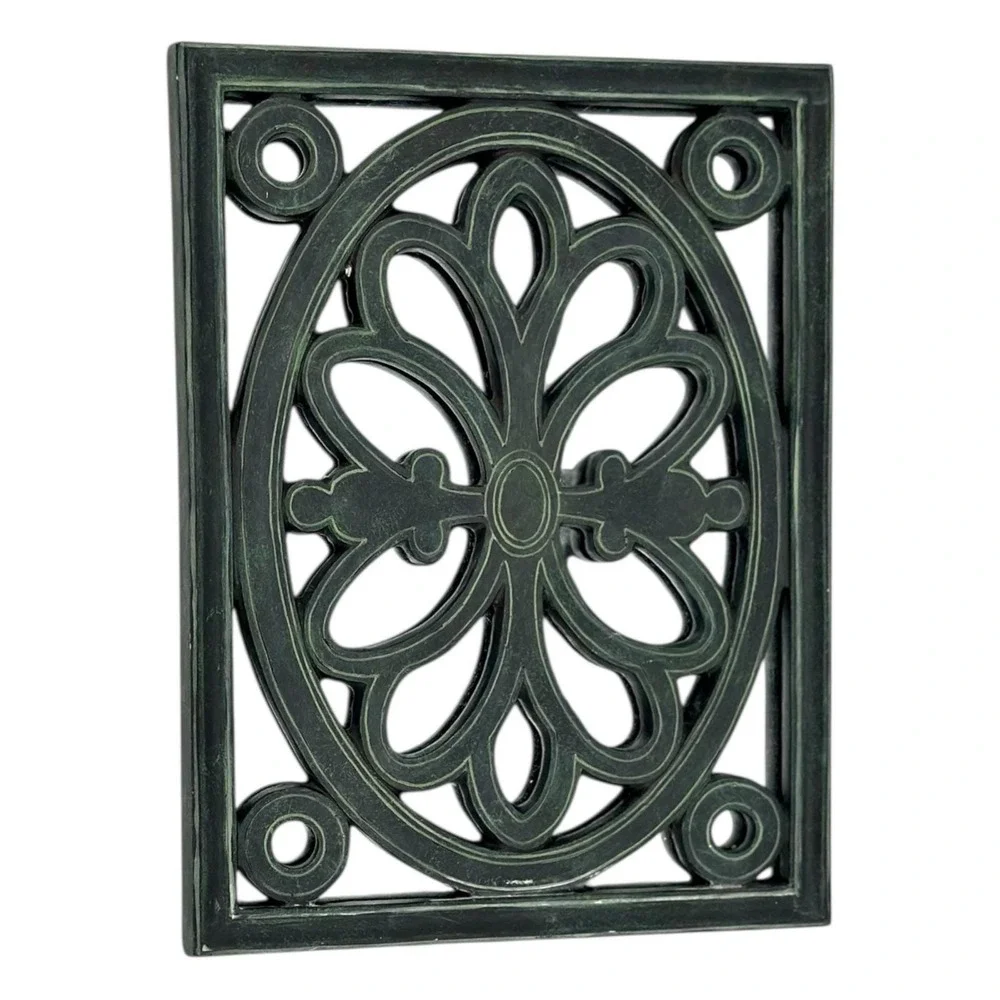 Vintage Ornate Resin Mirror Frame Green Patina Rectangle Vertical Horizon 8